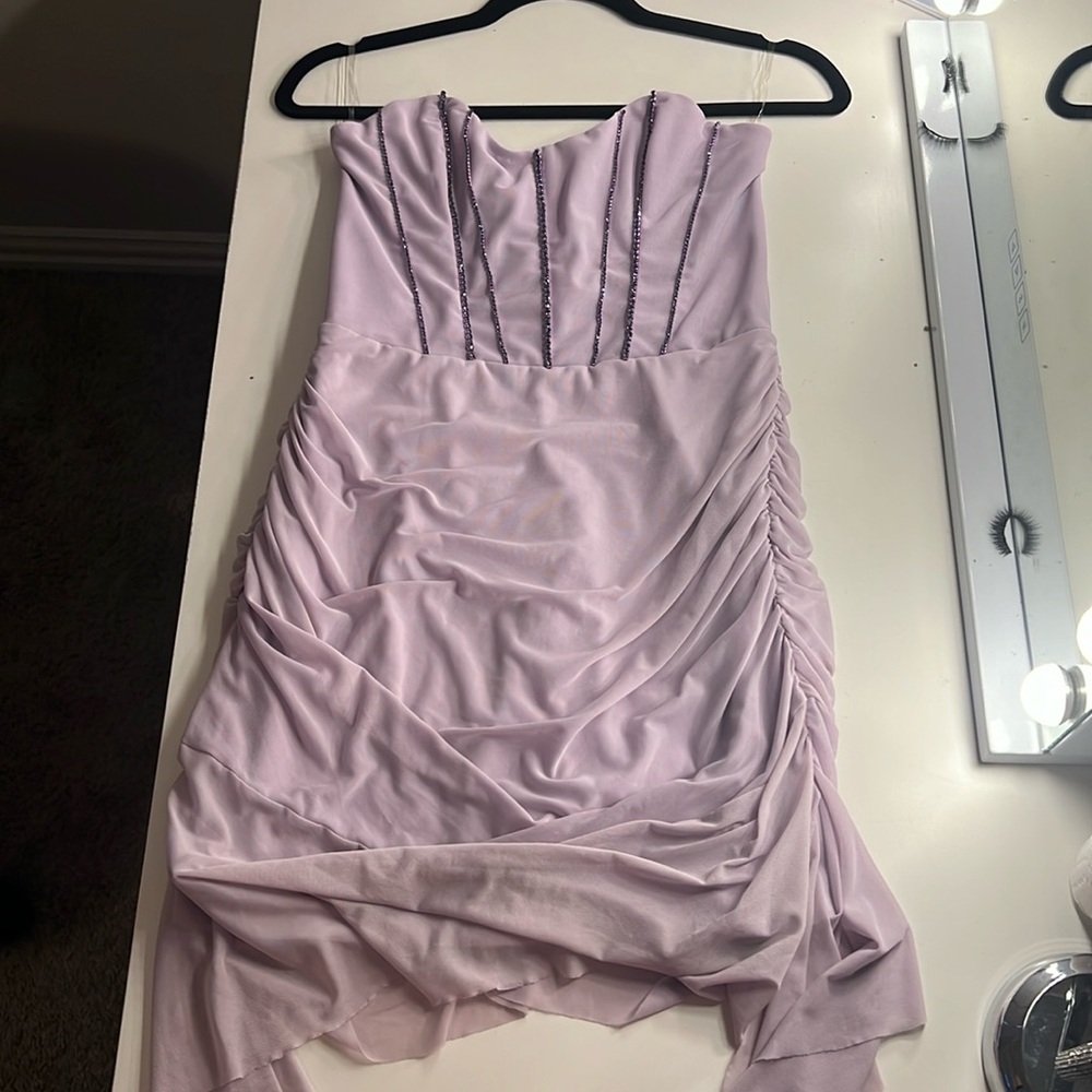 Elegant Lavender Strapless Dress